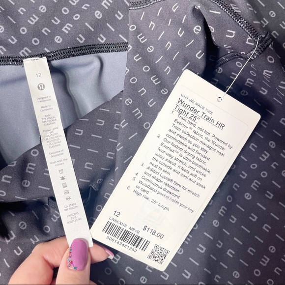 Lululemon Wunder Train High Rise Tights Black Leggings Logo Mirrorify Nwt 12 - Picture 9 of 9